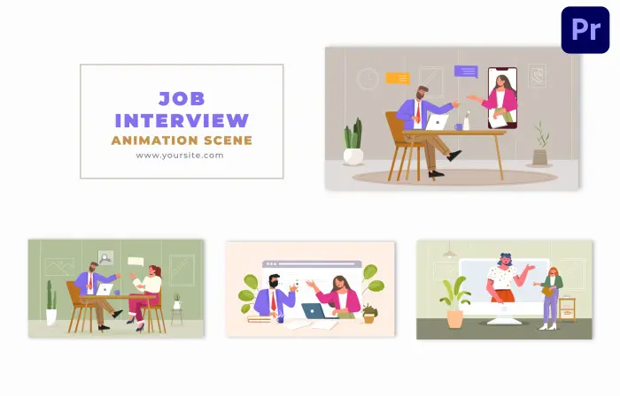 Professional Job Interview Vector 2D Animation Scene